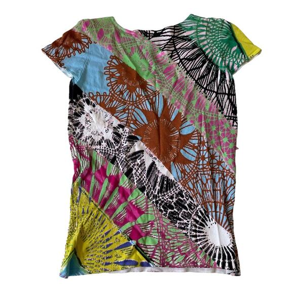 Alberto Makali Beaded Blouse Colorful Vibrant Abstract Geometric Sequin M GUC - Picture 2 of 12